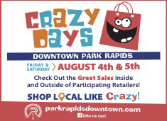 Crazy Days Downtown Park Rapids Sale: August 4th & 5th
