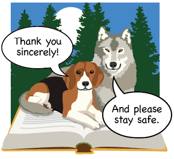 Store logo with texts "Thank you sincerely!" and "And please stay safe."