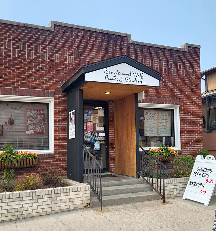 Beagle and Wolf Books & Bindery storefront