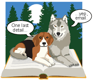 Beagle and Wolf logo speaking
