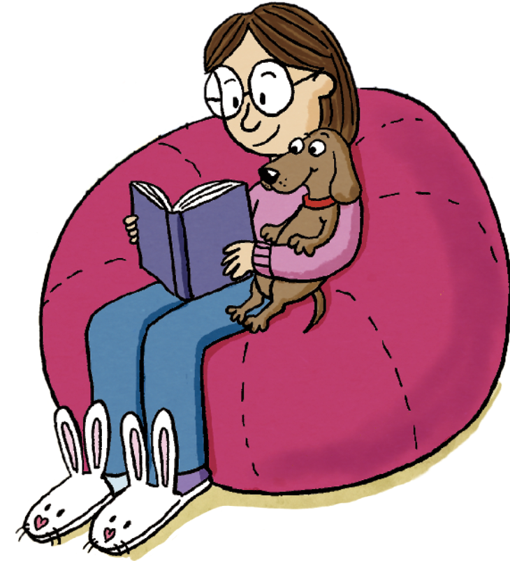 Child reading on bean bag