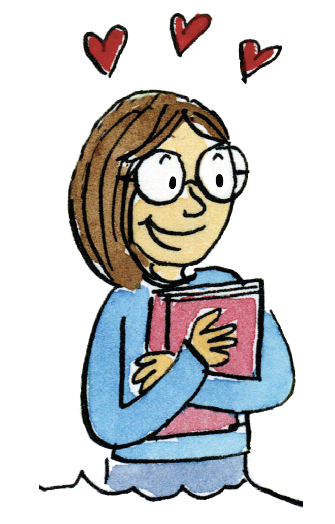 girl hugging book art