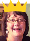 Pam in paper crown