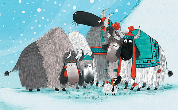 catalog art of yaks in snow