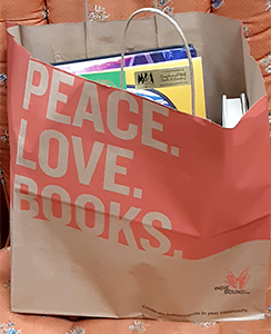 Photo of bag stuffed with books