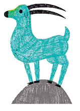 Blue goat with horns