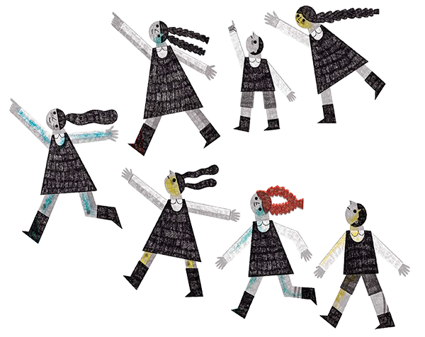 Illustration of people pointing