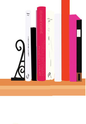 books on a shelf from holiday catalog
