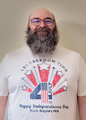 Our cookbook columnist in the July 4 t-shirt