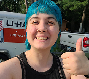 Cascade with her moving van