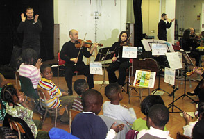 String quintet visiting the school