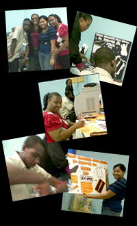 Volunteers preparing for Halloween haunted house
