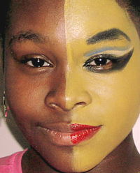 Face made half yellow